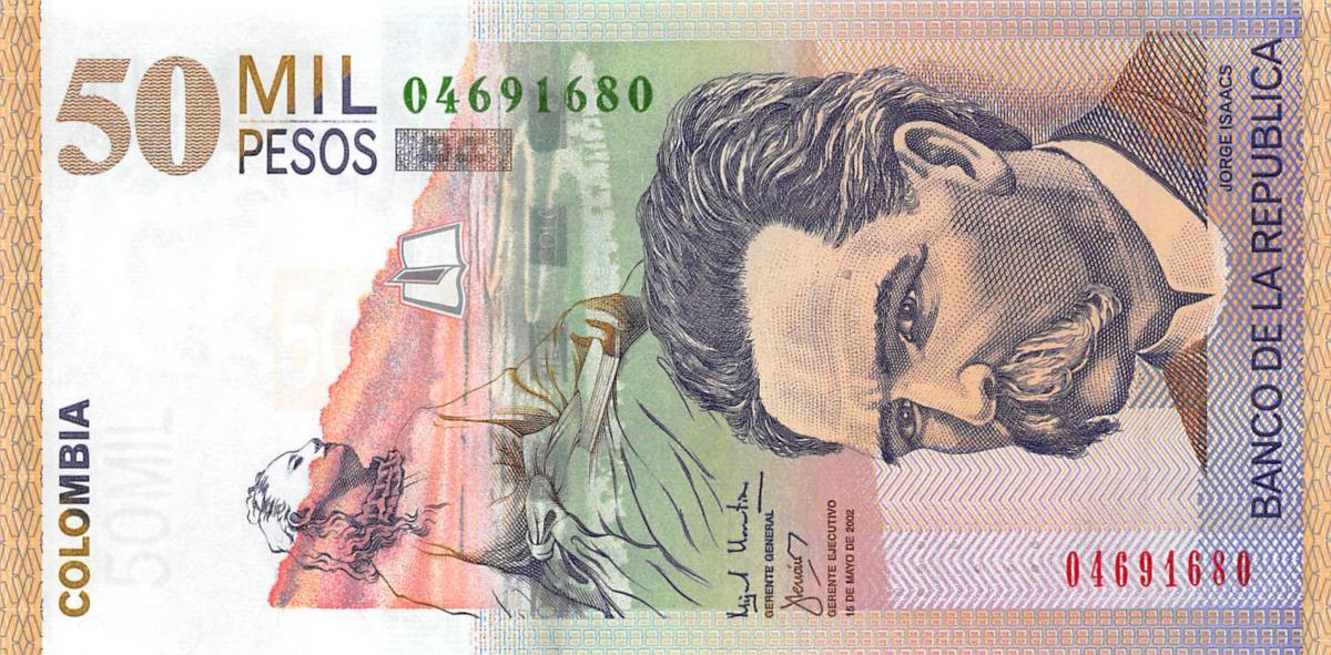 Front of Colombia p455c: 50000 Pesos from 2002