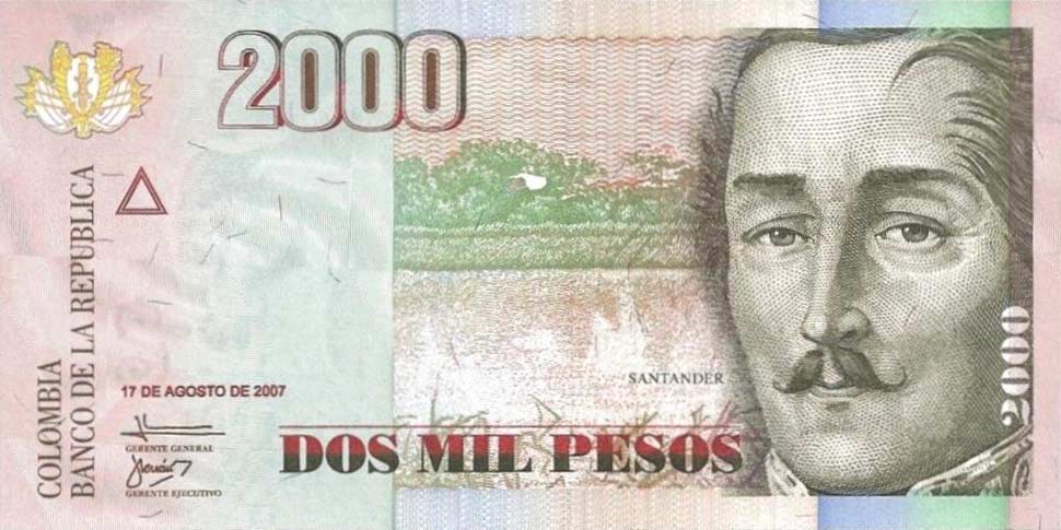 Front of Colombia p457g: 2000 Pesos from 2007