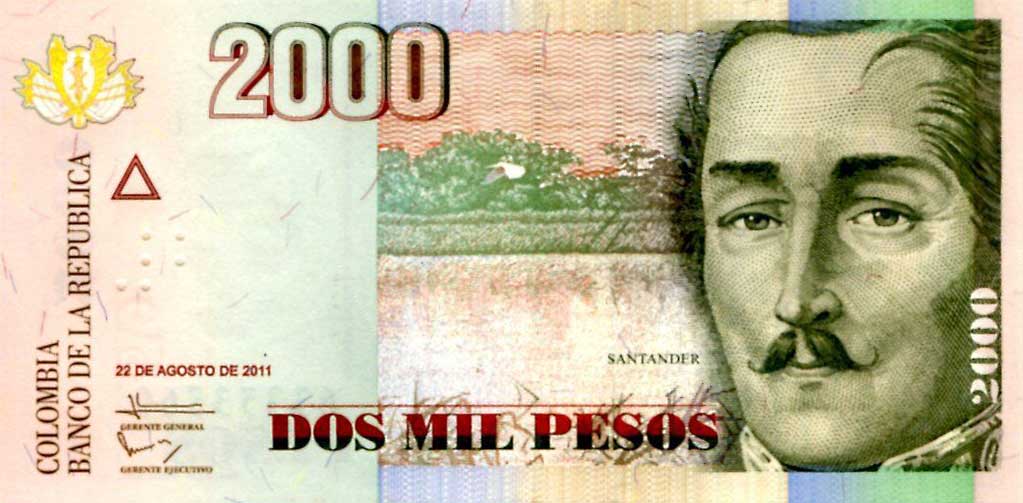 Front of Colombia p457s: 2000 Pesos from 2012