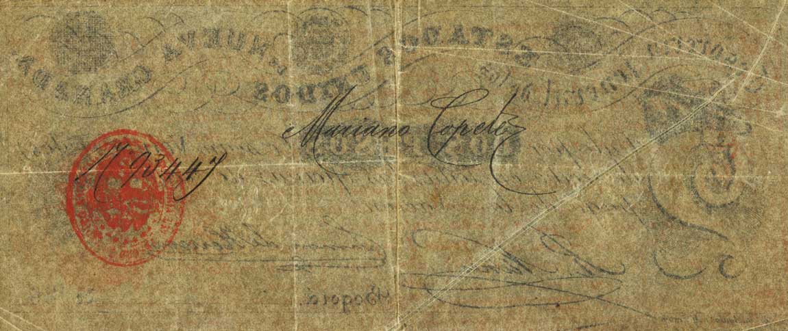 Back of Colombia p62: 2 Pesos from 1862