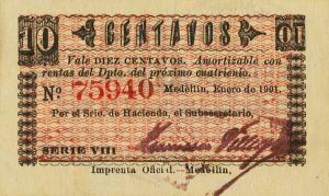 pS1021c from Colombia: 10 Centavos from 1901