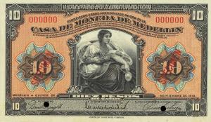 pS1028s from Colombia: 10 Pesos from 1919