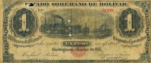 pS106 from Colombia: 1 Peso from 1877