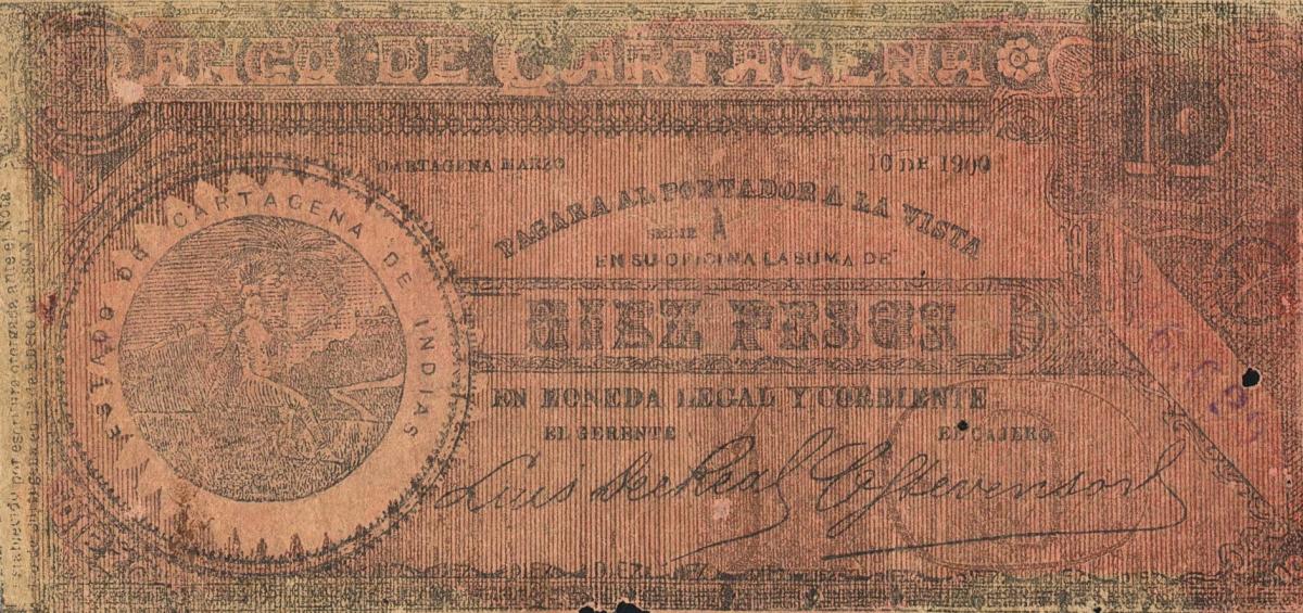 Front of Colombia pS348b: 10 Pesos from 1900