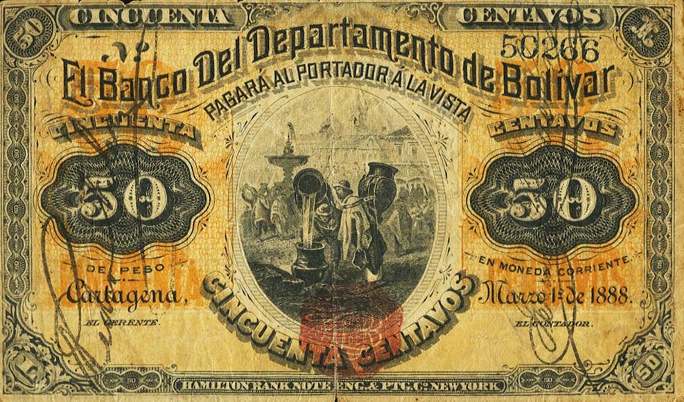 Front of Colombia pS421a: 50 Centavos from 1888