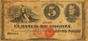 pS627 from Colombia: 5 Pesos from 1899