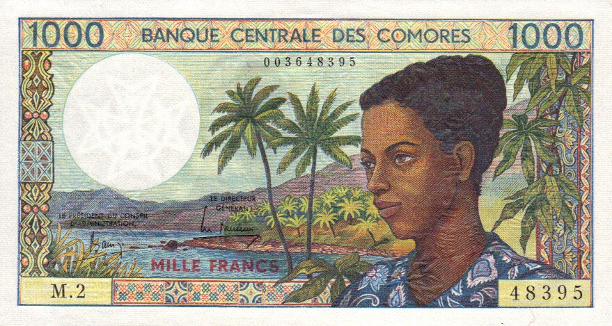 Front of Comoros p11a: 1000 Francs from 1984