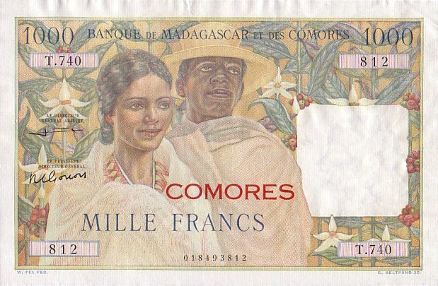 Front of Comoros p5b: 1000 Francs from 1963
