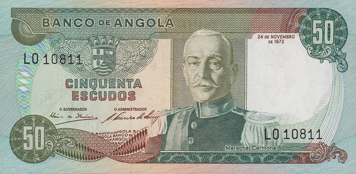 Front of Angola p100a: 50 Escudos from 1972