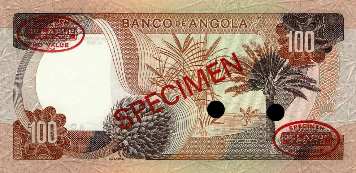Back of Angola p101s: 100 Escudos from 1972