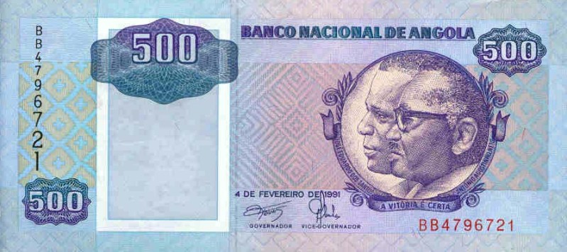 Front of Angola p128b: 500 Kwanzas from 1991