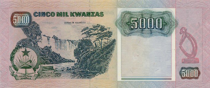 Back of Angola p130c: 5000 Kwanzas from 1991