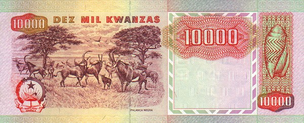 Back of Angola p131a: 10000 Kwanzas from 1991