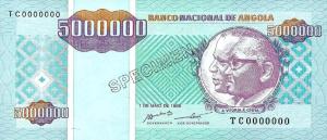 p142s from Angola: 5000000 Kwanzas Reajustados from 1995