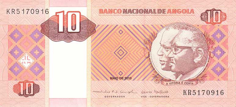 Front of Angola p145b: 10 Kwanzas from 2010