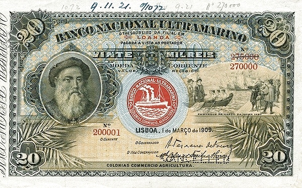Front of Angola p36: 20 Reis from 1909