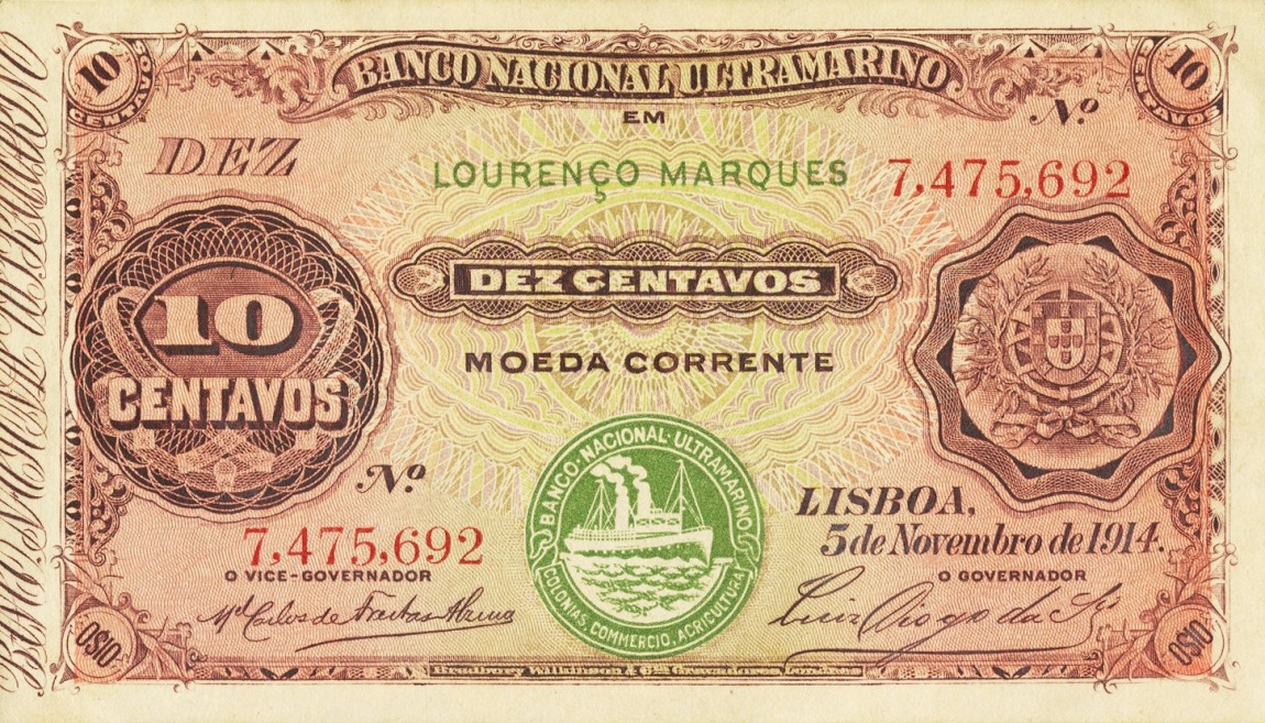 Front of Angola p40: 10 Centavos from 1914