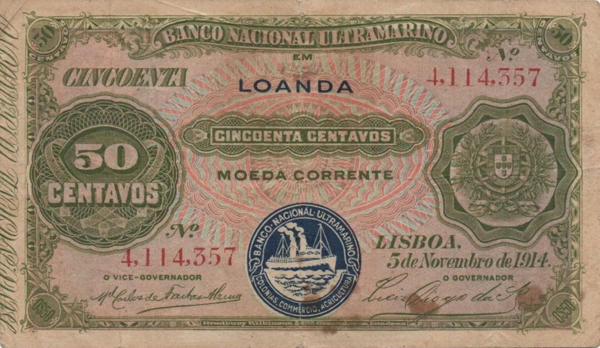 Front of Angola p46b: 50 Centavos from 1914