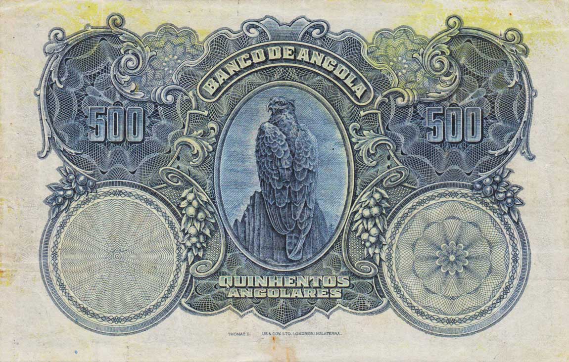 Back of Angola p76s: 500 Angolares from 1927