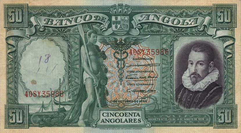 Front of Angola p80a: 50 Angolares from 1944