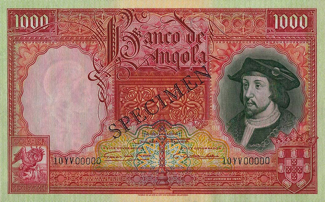 Front of Angola p82s: 1000 Angolares from 1944