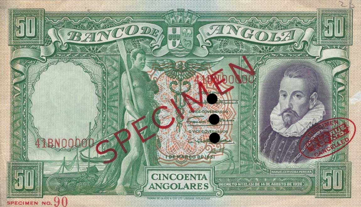 Front of Angola p84s: 50 Angolares from 1951