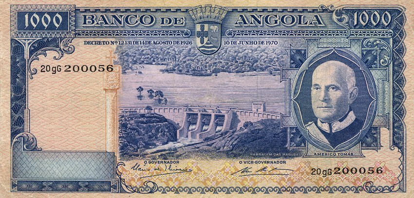 Front of Angola p98a: 1000 Escudos from 1970