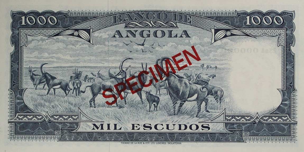 Back of Angola p98s: 1000 Escudos from 1970