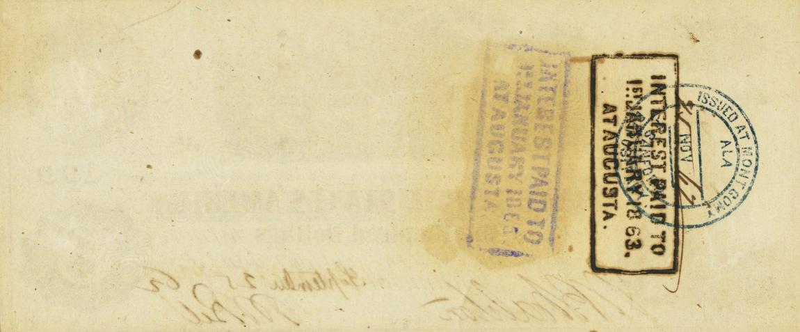 Back of Confederate States of America p44: 100 Dollars from 1862