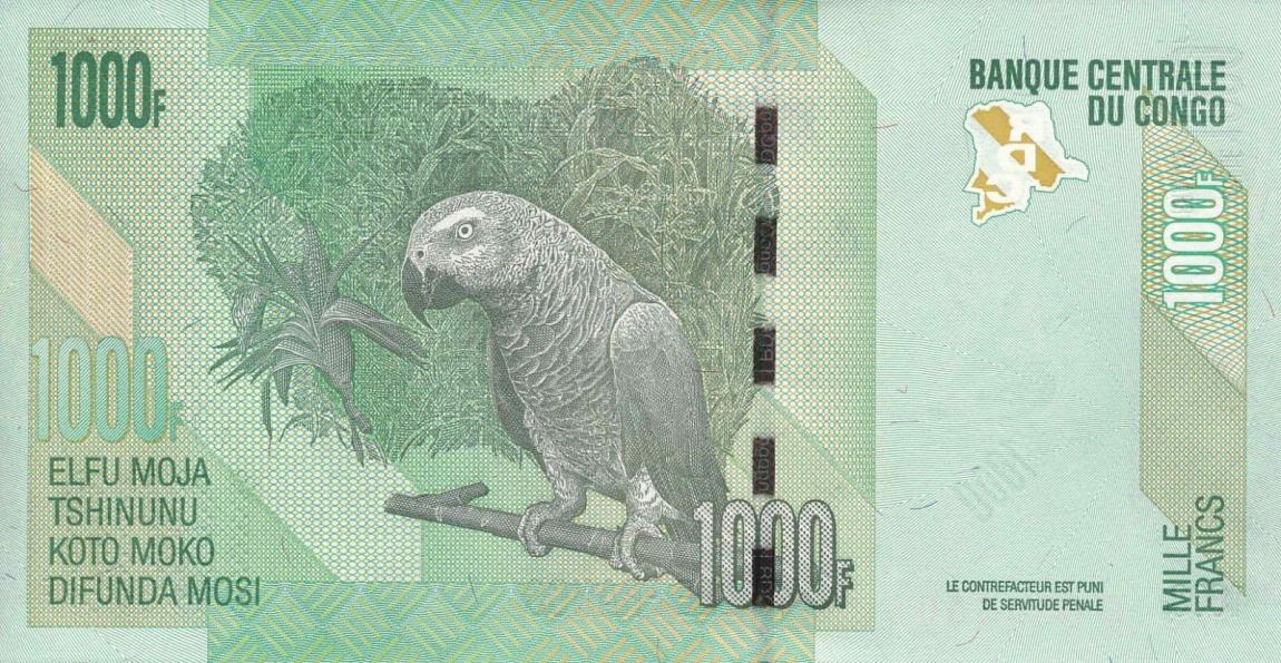 Back of Congo Democratic Republic p101b: 1000 Francs from 2013