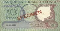 p4s from Congo Democratic Republic: 20 Francs from 1961