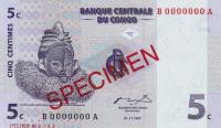 p81s from Congo Democratic Republic: 5 Centimes from 1997
