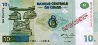 p87s from Congo Democratic Republic: 10 Francs from 1997