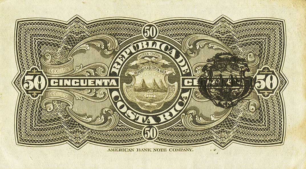 Back of Costa Rica p147a: 50 Centimos from 1917