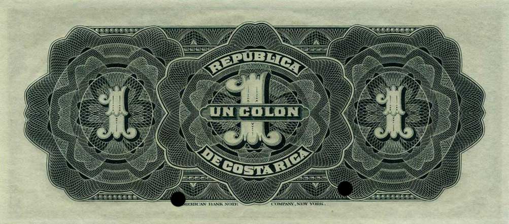 Back of Costa Rica p148s: 1 Colon from 1917