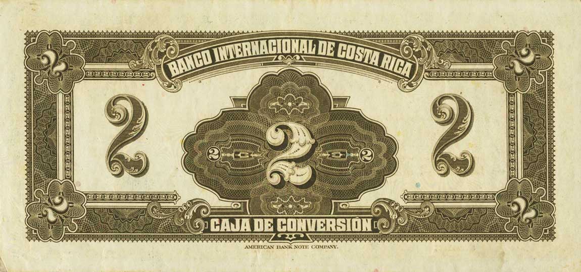 Back of Costa Rica p197a: 2 Colones from 1940