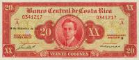 p222a from Costa Rica: 20 Colones from 1952