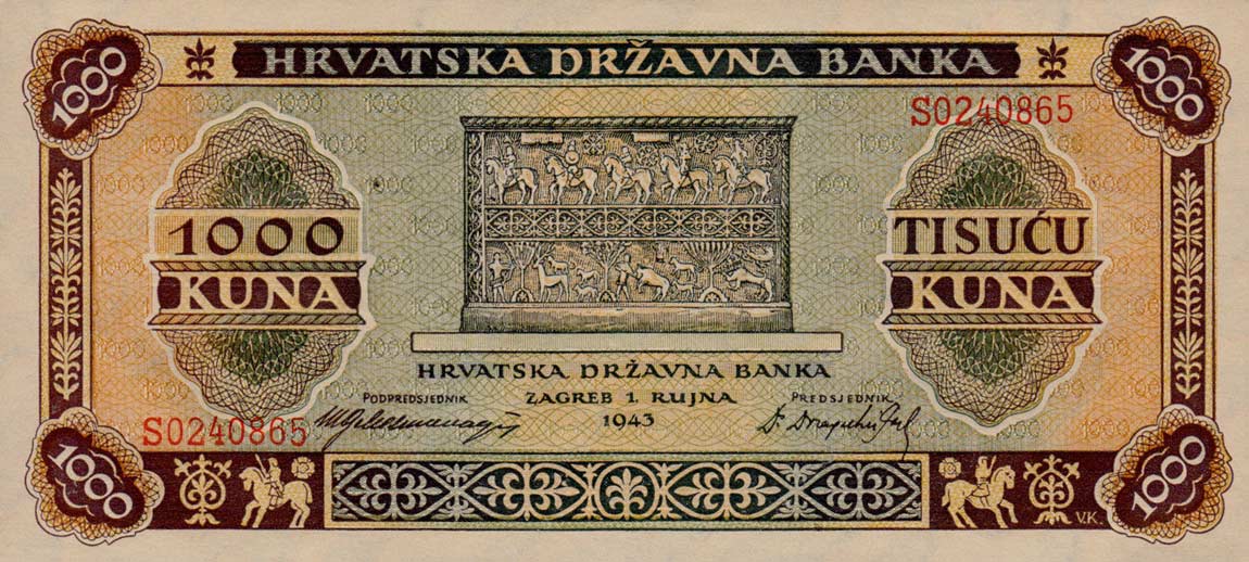Front of Croatia p12a: 1000 Kuna from 1943