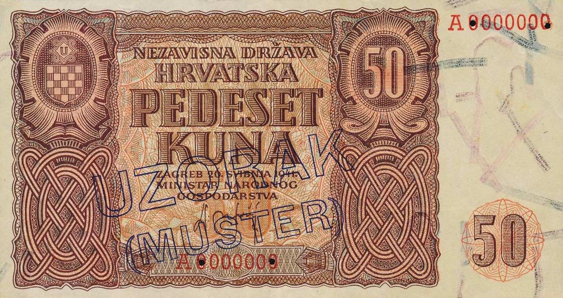 Front of Croatia p1s: 50 Kuna from 1941
