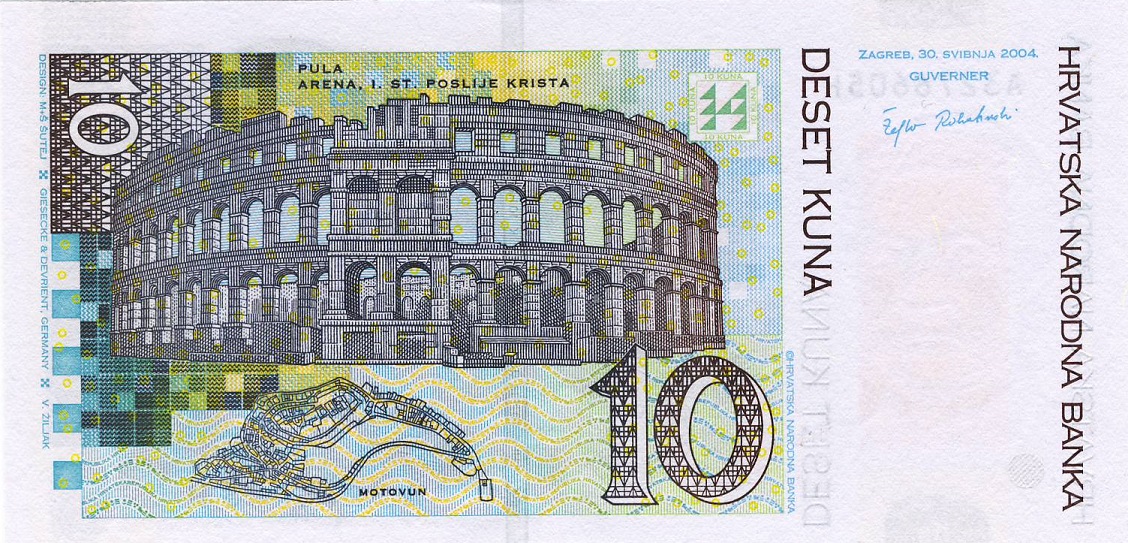 Back of Croatia p43: 10 Kuna from 2004