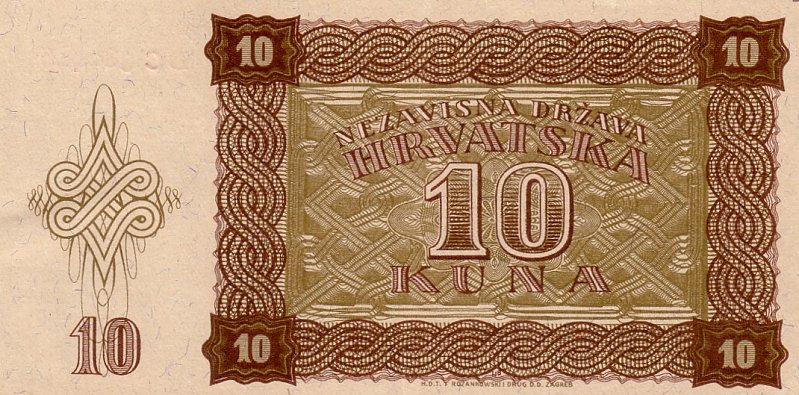 Back of Croatia p5b: 10 Kuna from 1941