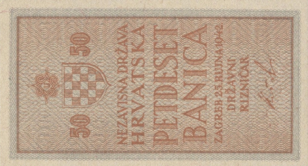 Front of Croatia p6a: 50 Banica from 1942
