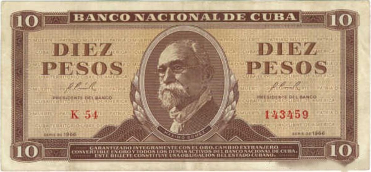 Front of Cuba p101a: 10 Pesos from 1966