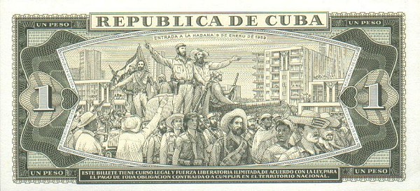 Back of Cuba p102c: 1 Peso from 1986