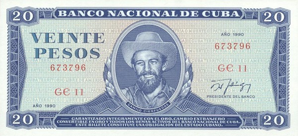 Front of Cuba p105d: 20 Pesos from 1987