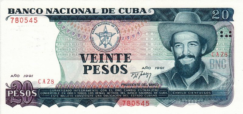 Front of Cuba p110a: 20 Pesos from 1991