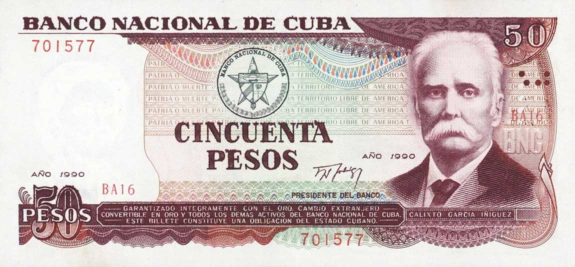 Front of Cuba p111a: 50 Pesos from 1990