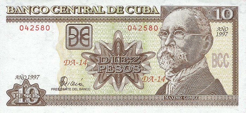 Front of Cuba p117a: 10 Pesos from 1997