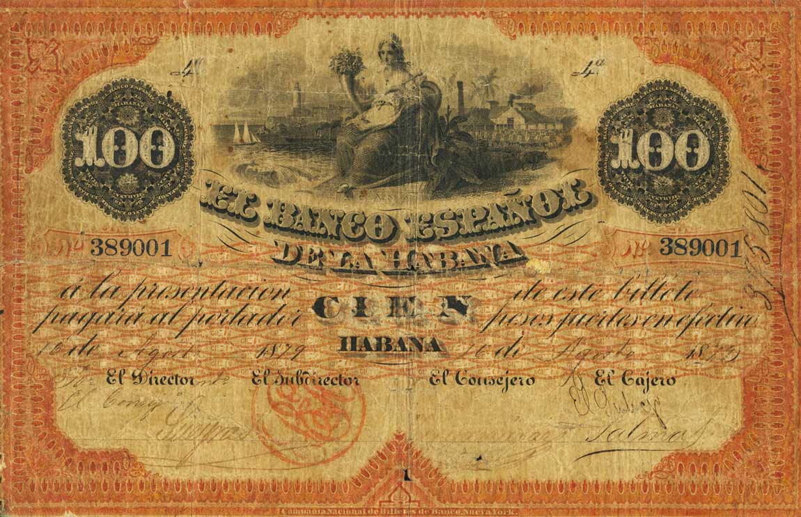 Front of Cuba p15: 100 Pesos from 1869