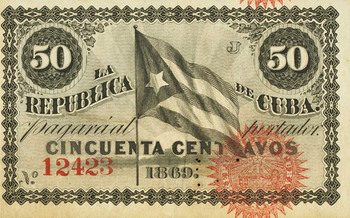 Front of Cuba p54: 50 Centavos from 1869